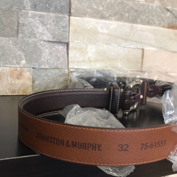 🎁 JOHNSTON & MURPHY Calfskin Leather Belt - Picture 3 of 5